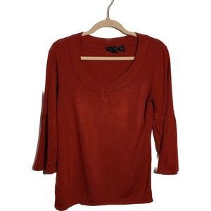 Vivid Red Scoop Neck Sweater Size Medium